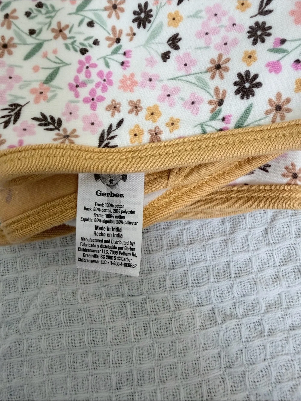 Gerber Floral Muslin Burp Cloth Set - Pink, Mustard & Green
